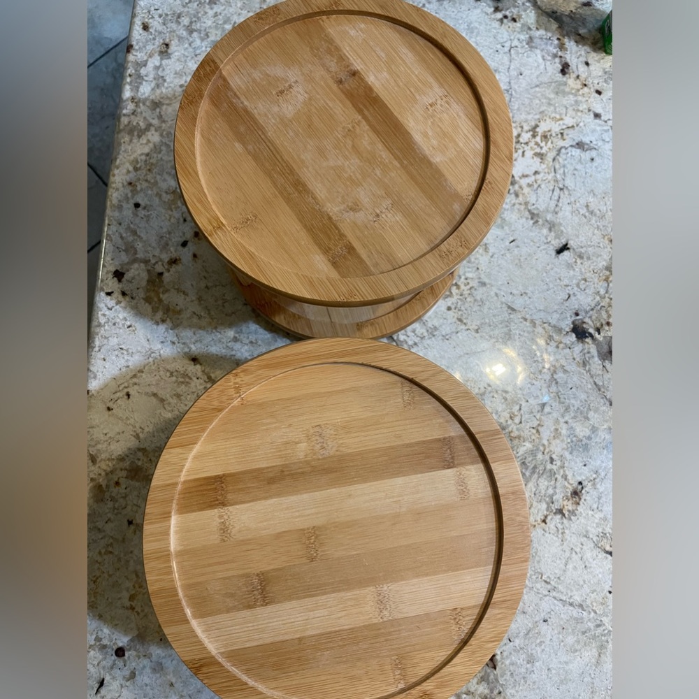 Lazy Susan Bamboo Turntable Spice Rack 2 Tier Set of 2